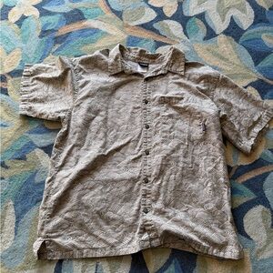 Patagonia Organic Cotton Swimming Fish Short Sleeve Button Down mens shirt